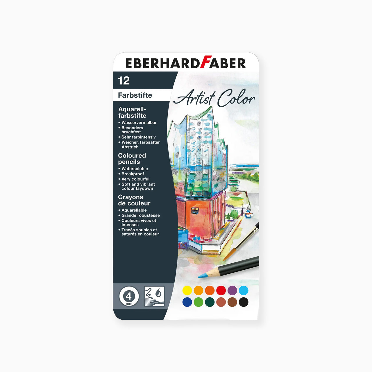 Pencil Set-EF516013 - Eberhard Faber 12 Watercolour Pencils-West Design Products UK