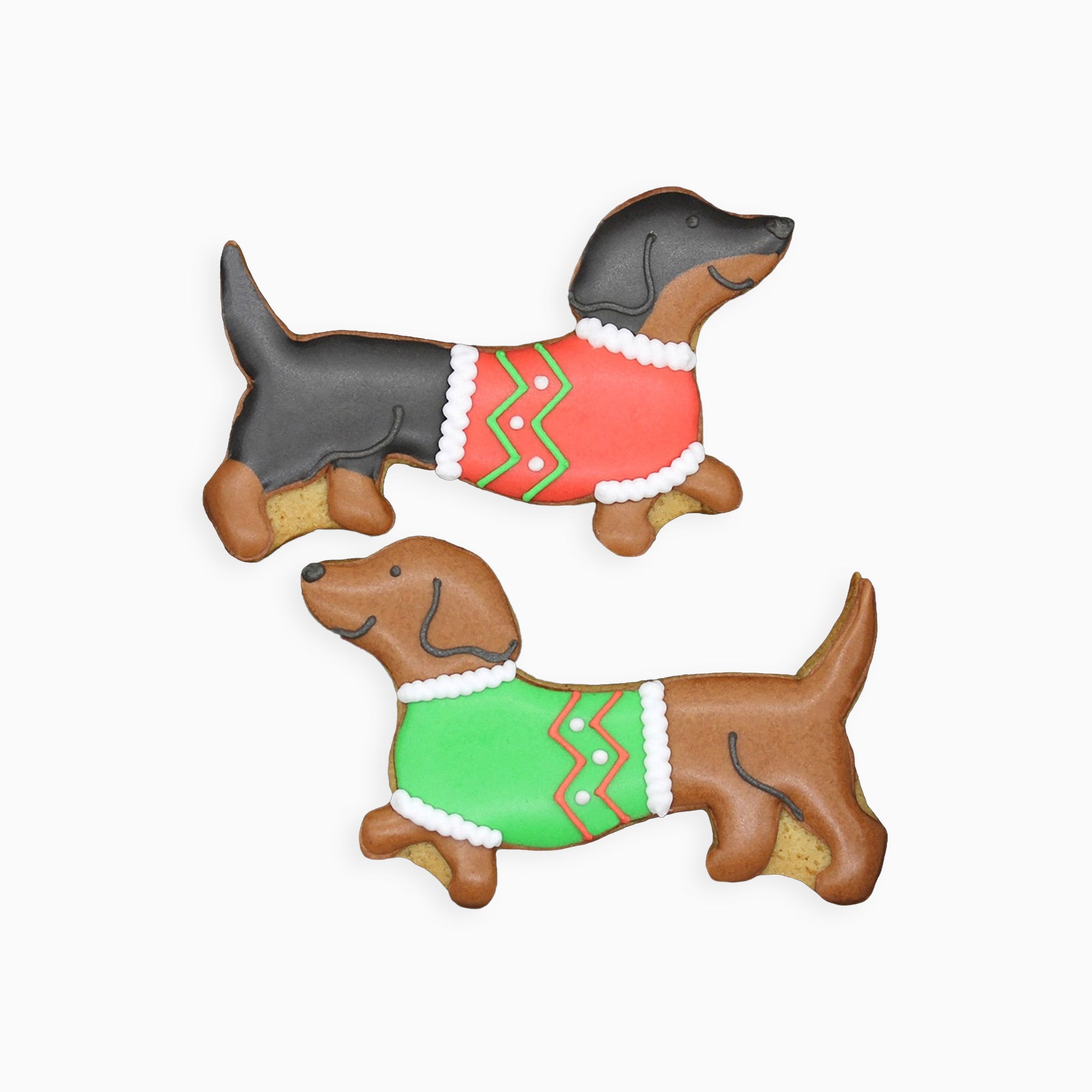 CASQCLXMASDACHSHUND - Hand Iced Christmas Sausages Letterbox Biscuits