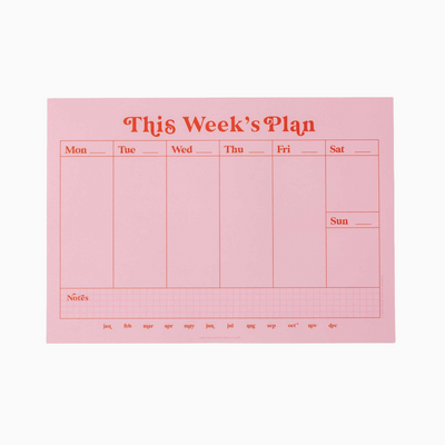Pink & Red Weekly Planner Pad - Whistlefish
