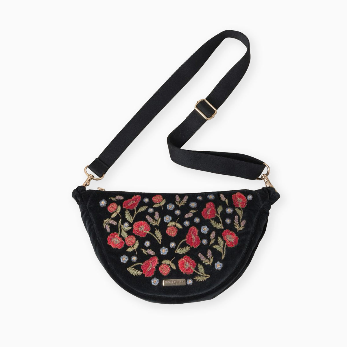 18856 - Poppy Meadow Velvet Crossbody Sling Bag