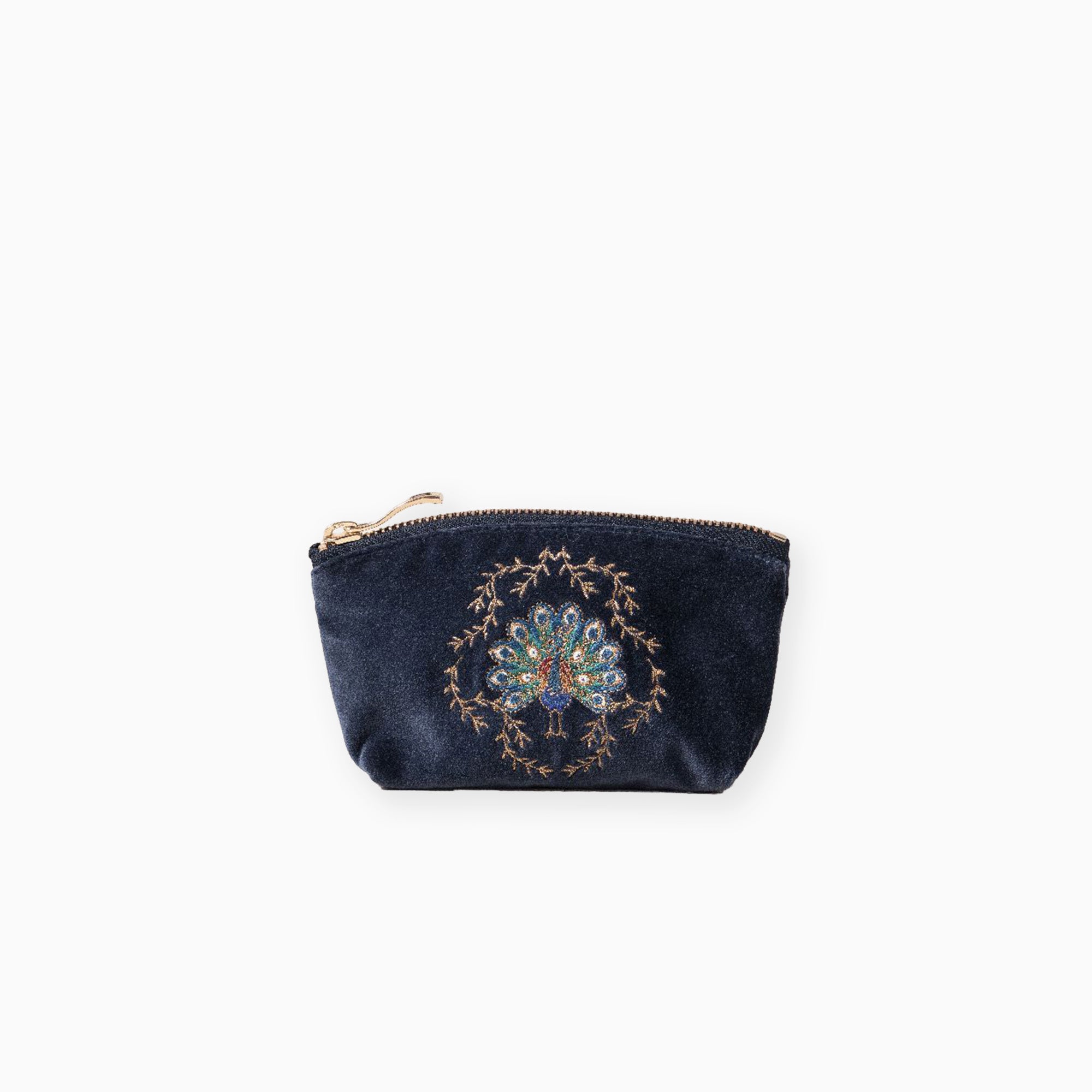 18573 - Botanical Peacock Velvet Coin Purse