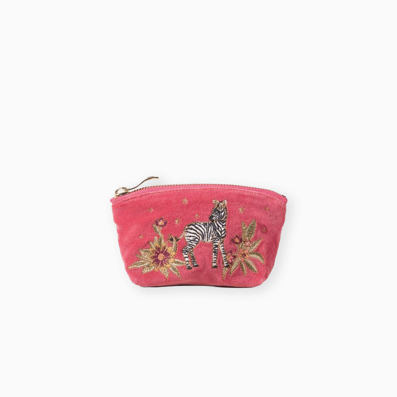 18436 - Botanical Zebra Velvet Coin Purse Peony