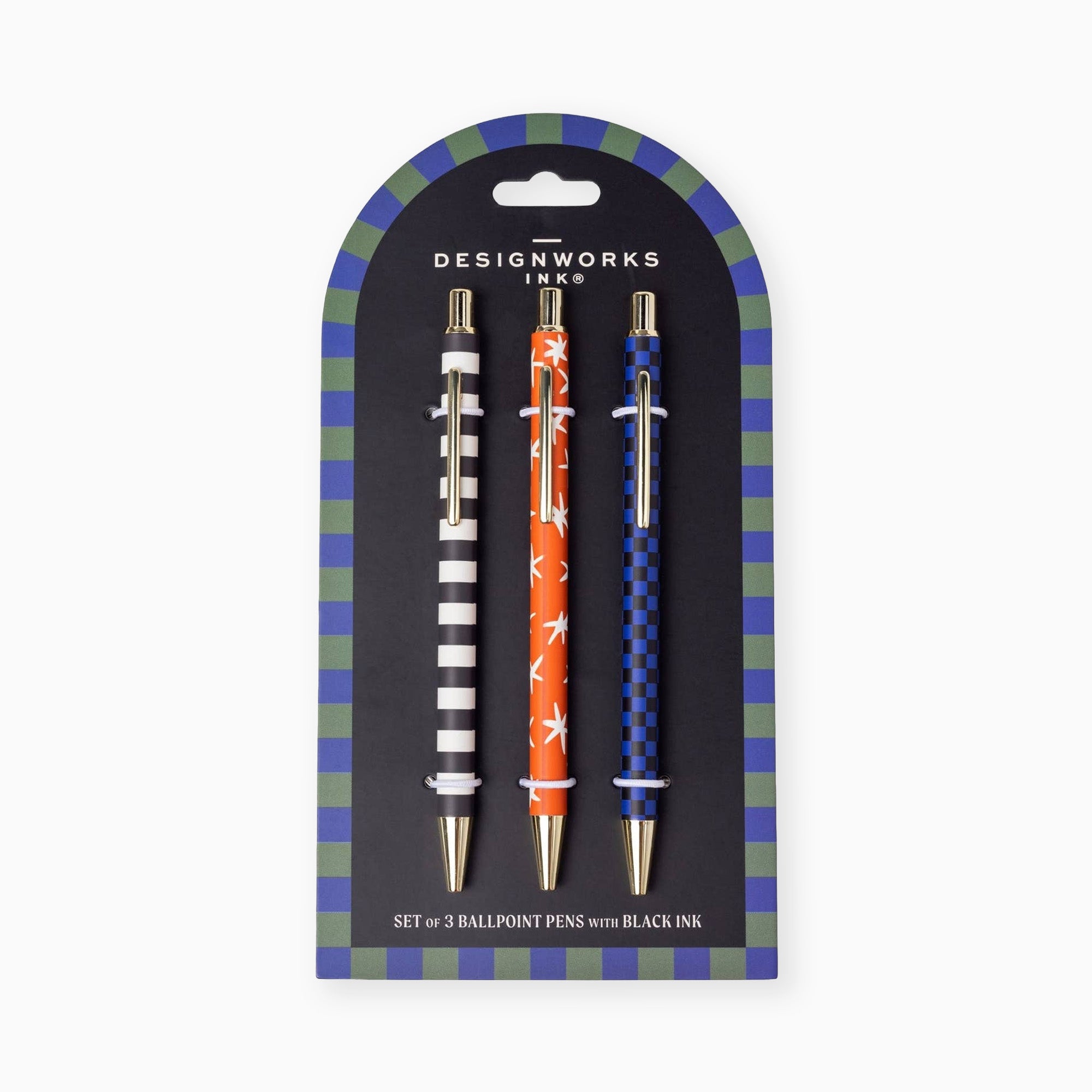 SBP-1010EU - Stripe, Star, Check Set of 3 Pens