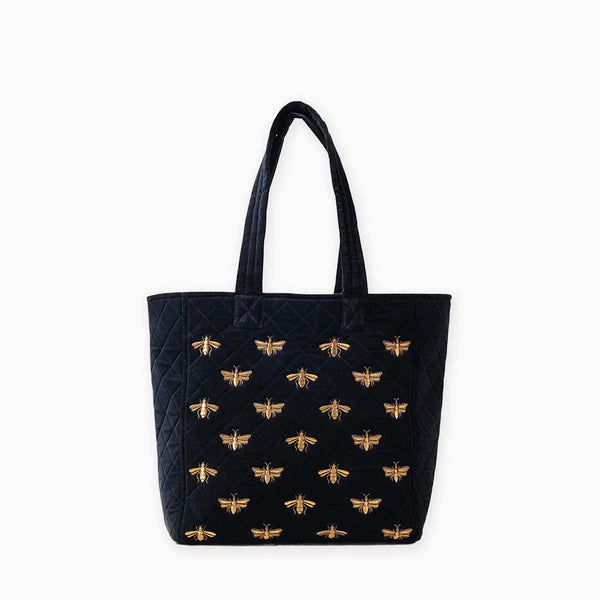 85394 - Honey Bee Charcoal Velvet Tote