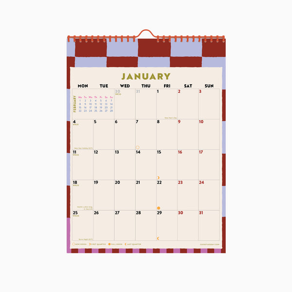 Calendar-CAL-A4-CHS-M - Checks & Stripes A4 2027 Calendar-Good Tuesday