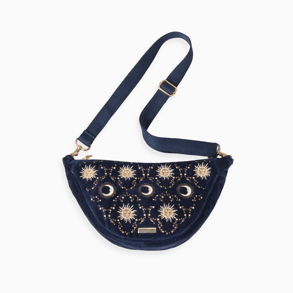 19020 - Celestial Sun & Moon Velvet Crossbody Bag