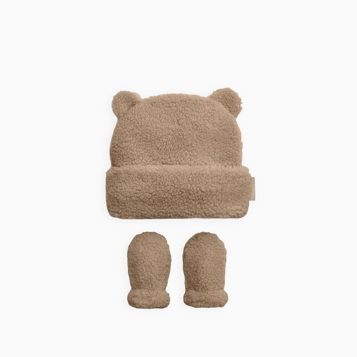 BA0138 - Borg Baby Hat And Mittens in Tan