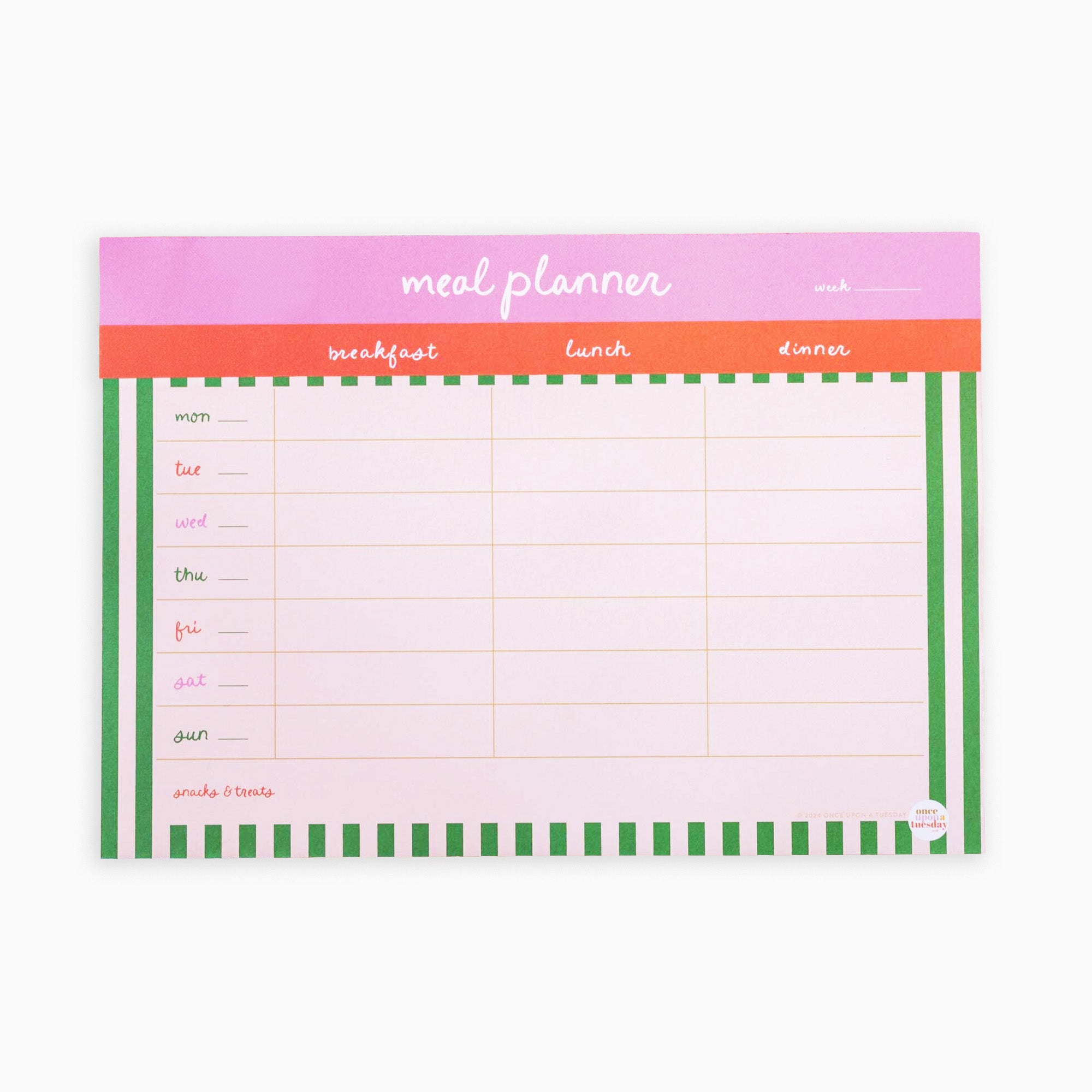 Planner-PAD-MEAL-CST-A4 - Cabana Stripe Week Meal Planner-Good Tuesday