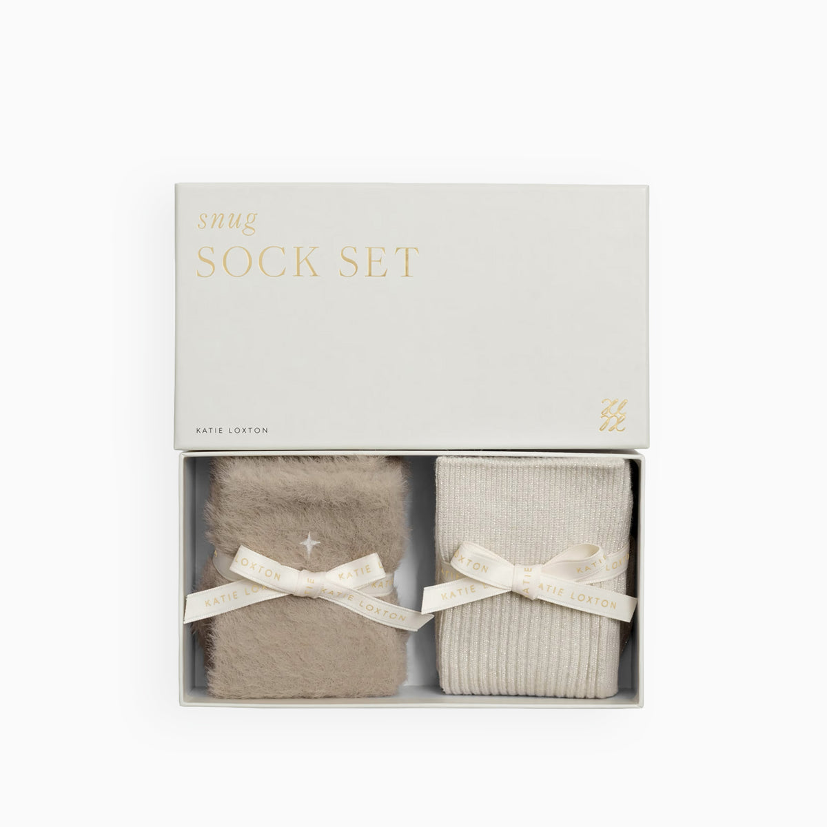 KLS817 - Taupe and White Socks Gift Set