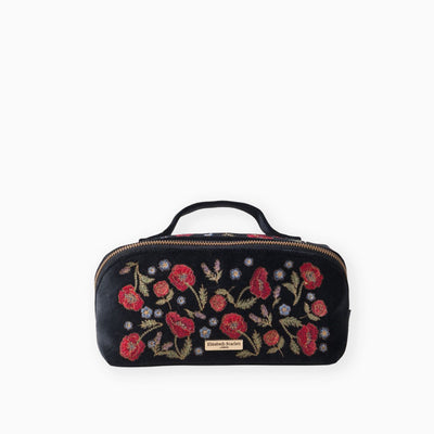 Poppy Meadow Velvet Open Flat Makeup Bag - Whistlefish