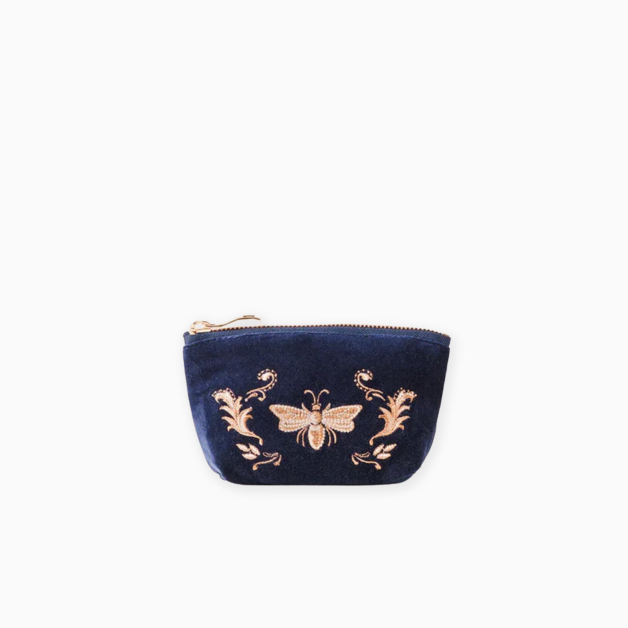 11086 - Provençal Bee Velvet Coin Purse Navy