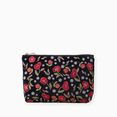 Poppy Meadow Velvet Everyday Pouch - Whistlefish