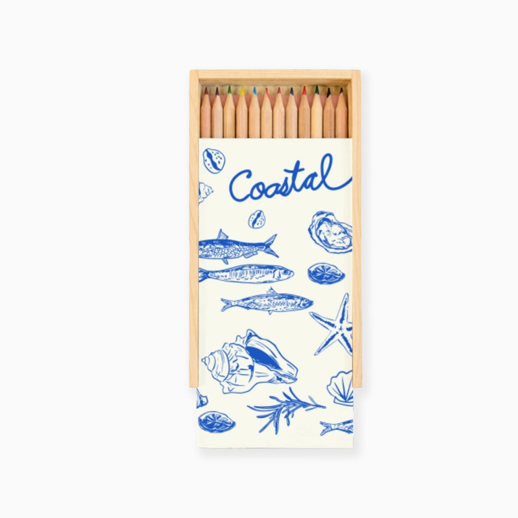 Blue Coastal Coloured Pencils in Box - Whistlefish