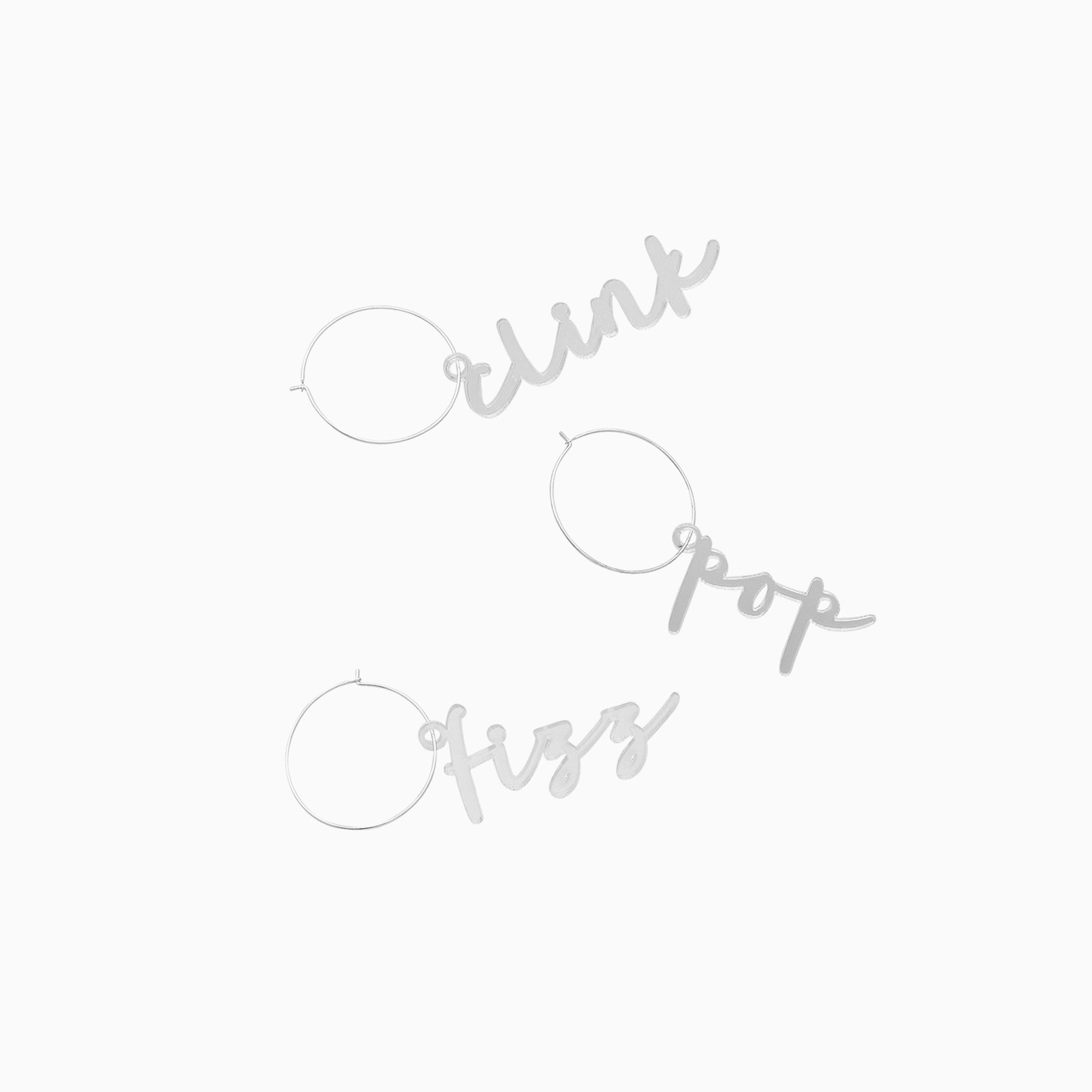 HBGC109 - Silver Good Cheer Acrylic Drink Charms Pack of 6