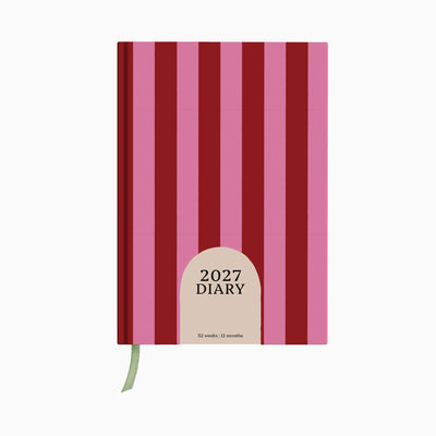 2027 Pink & Red Stripe A5 Diary - Whistlefish