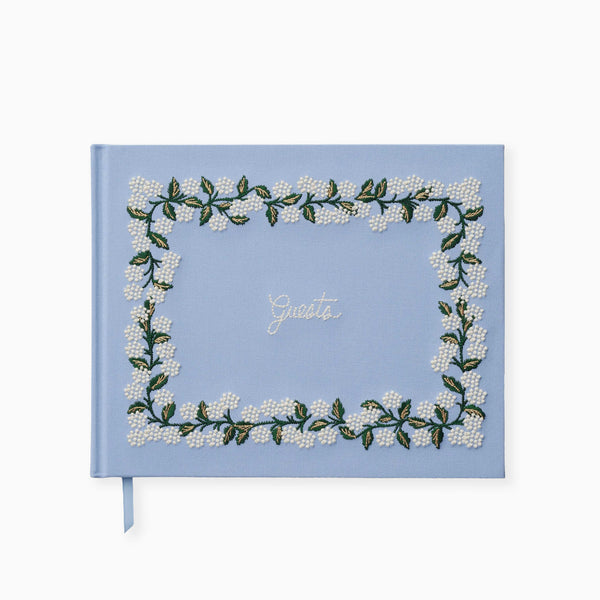 JGB003 - Hydrangea Embroidered Fabric Guest Book