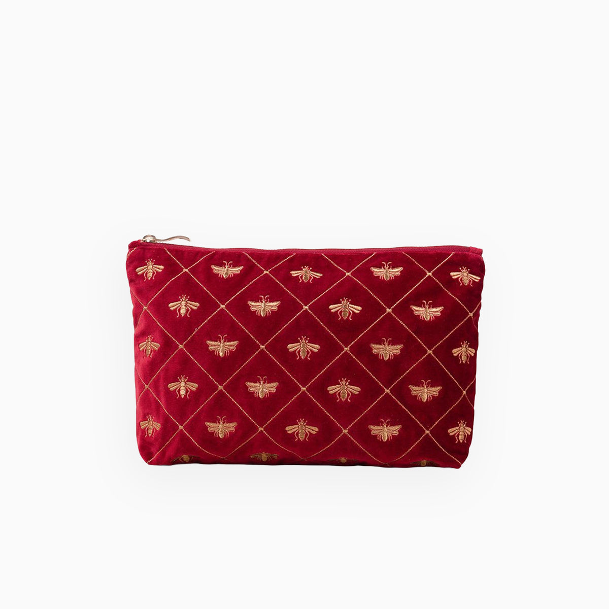 19457 - Bee Trellis Velvet Everyday Pouch Rouge