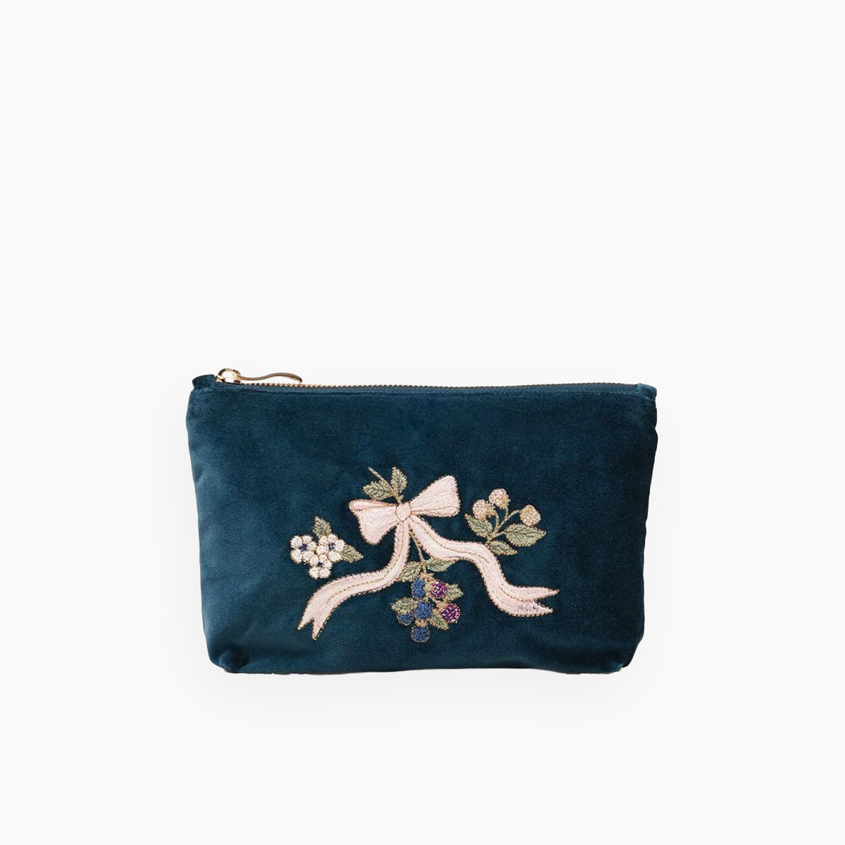 19440 - Berries & Bows Velvet Mini Pouch Ink Blue