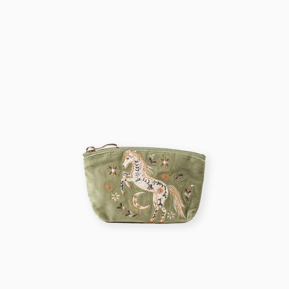 11482 - Mystical Horse Velvet Coin Purse Olive