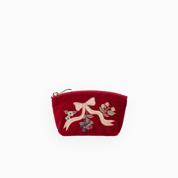 19419 - Berries & Bows Velvet Coin Purse Rouge