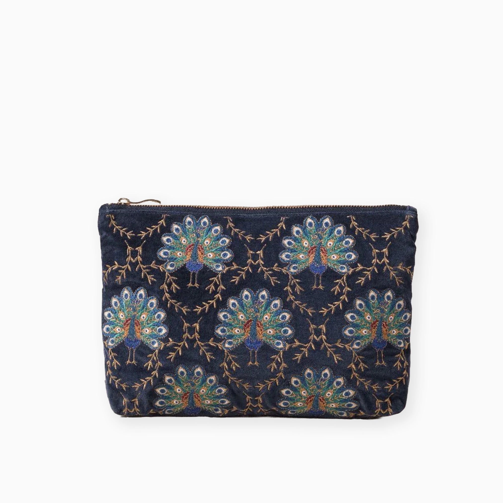 18528 - Botanical Peacock Velvet Everyday Pouch