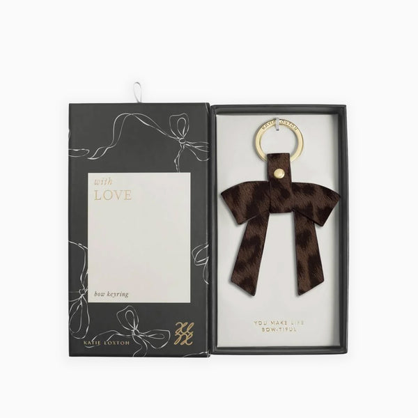 KLB4666 - Chocolate Leopard Bow Keyring in Gift Box