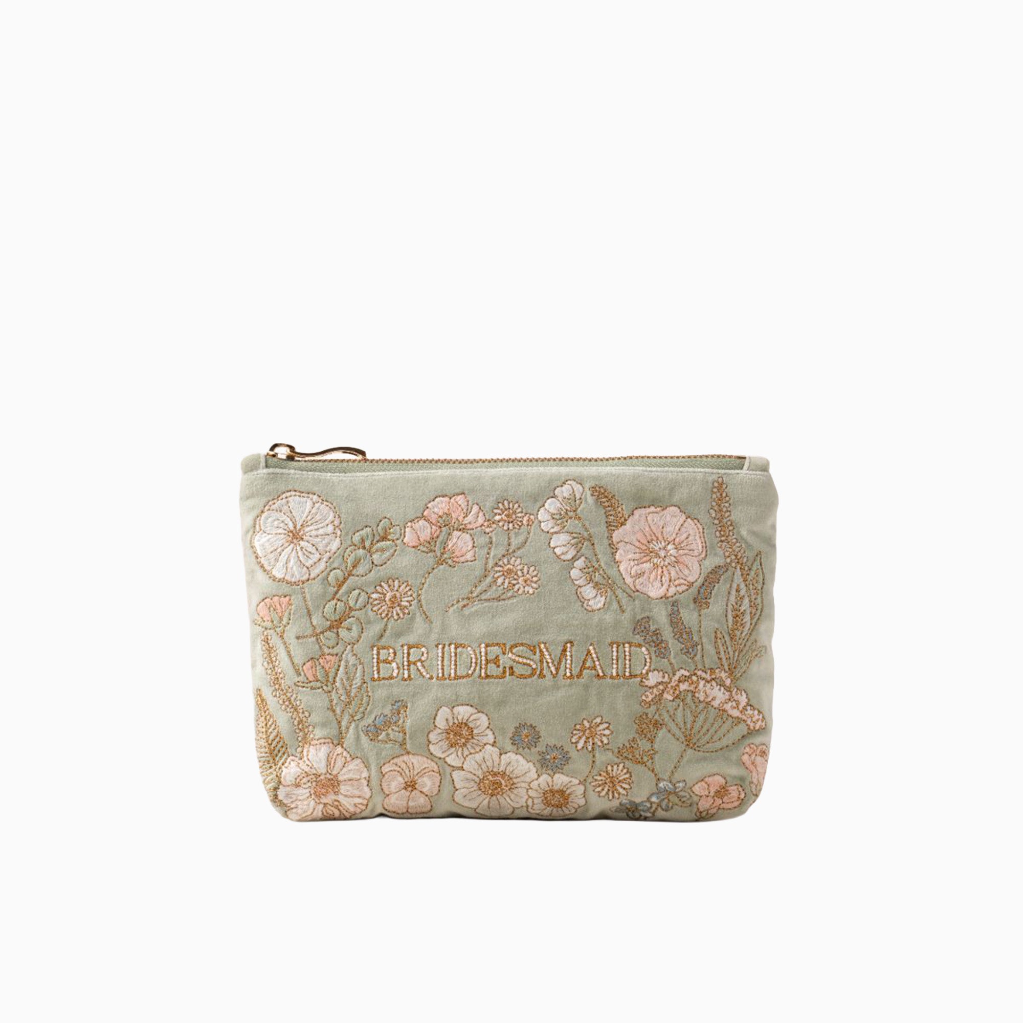 Pouch-16371 - Pressed Flowers Sage Bridesmaid Mini Pouch-Elizabeth Scarlett