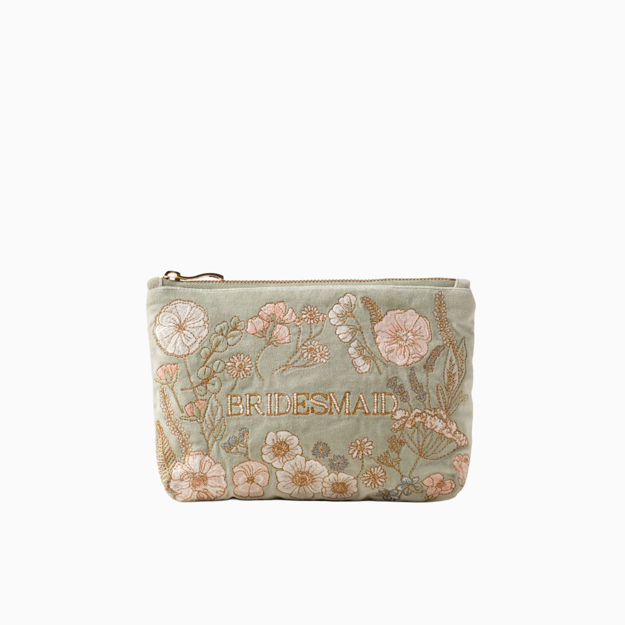 Pouch-16371 - Pressed Flowers Sage Bridesmaid Mini Pouch-Elizabeth Scarlett