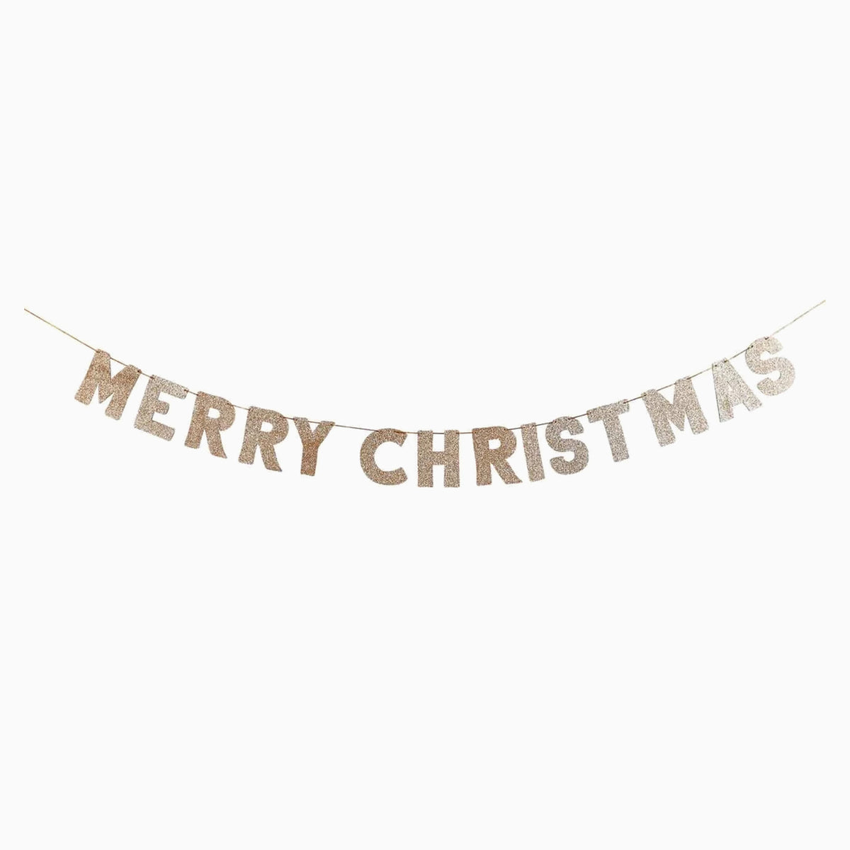 HBHJ100 - Gold Glitter Merry Christmas Wooden Banner