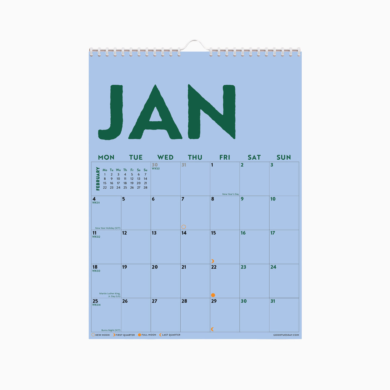 Calendar-CAL-A4-CBU-M - 2027 Colourburst A4 Calendar-Good Tuesday