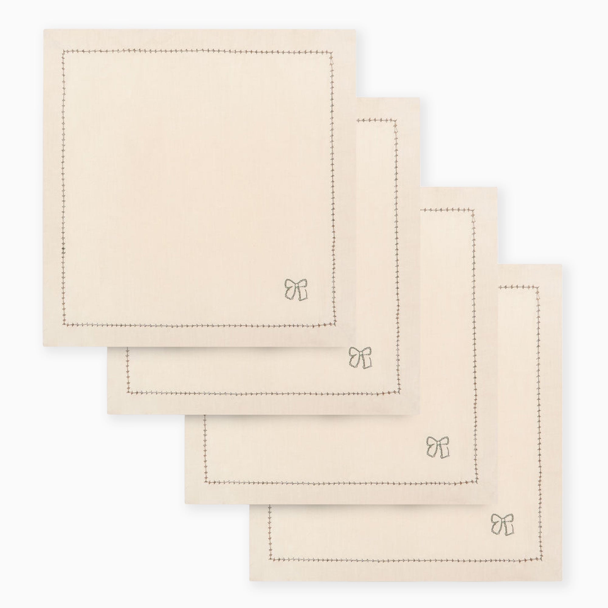XNAPNA - Natural Embroidered Linen Napkins Set Of 4