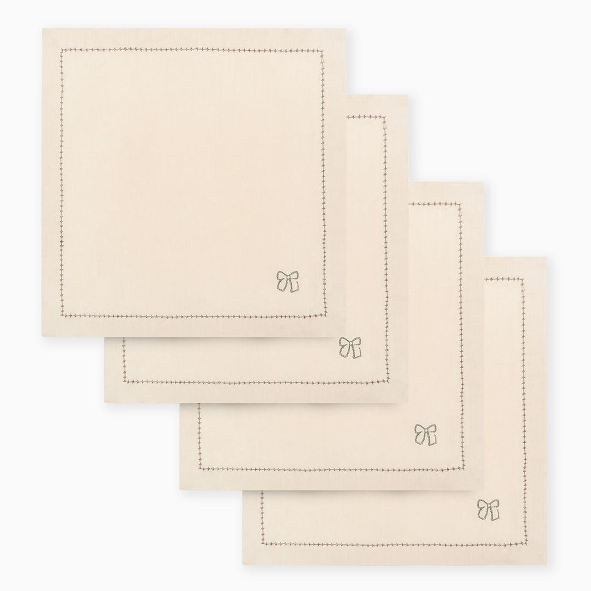 XNAPNA - Natural Embroidered Linen Napkins Set Of 4