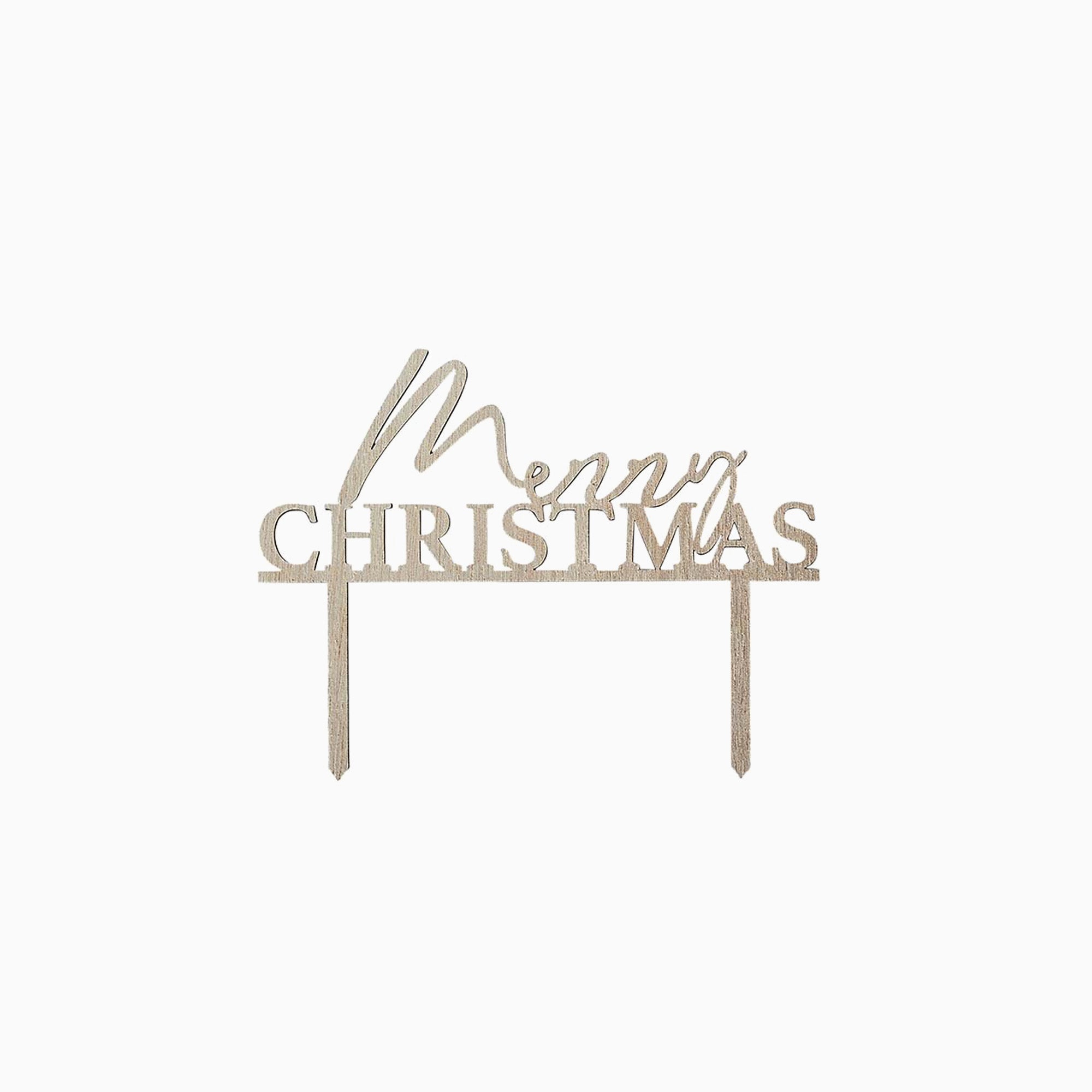HBFF109 - Merry Christmas Wooden Cake Topper