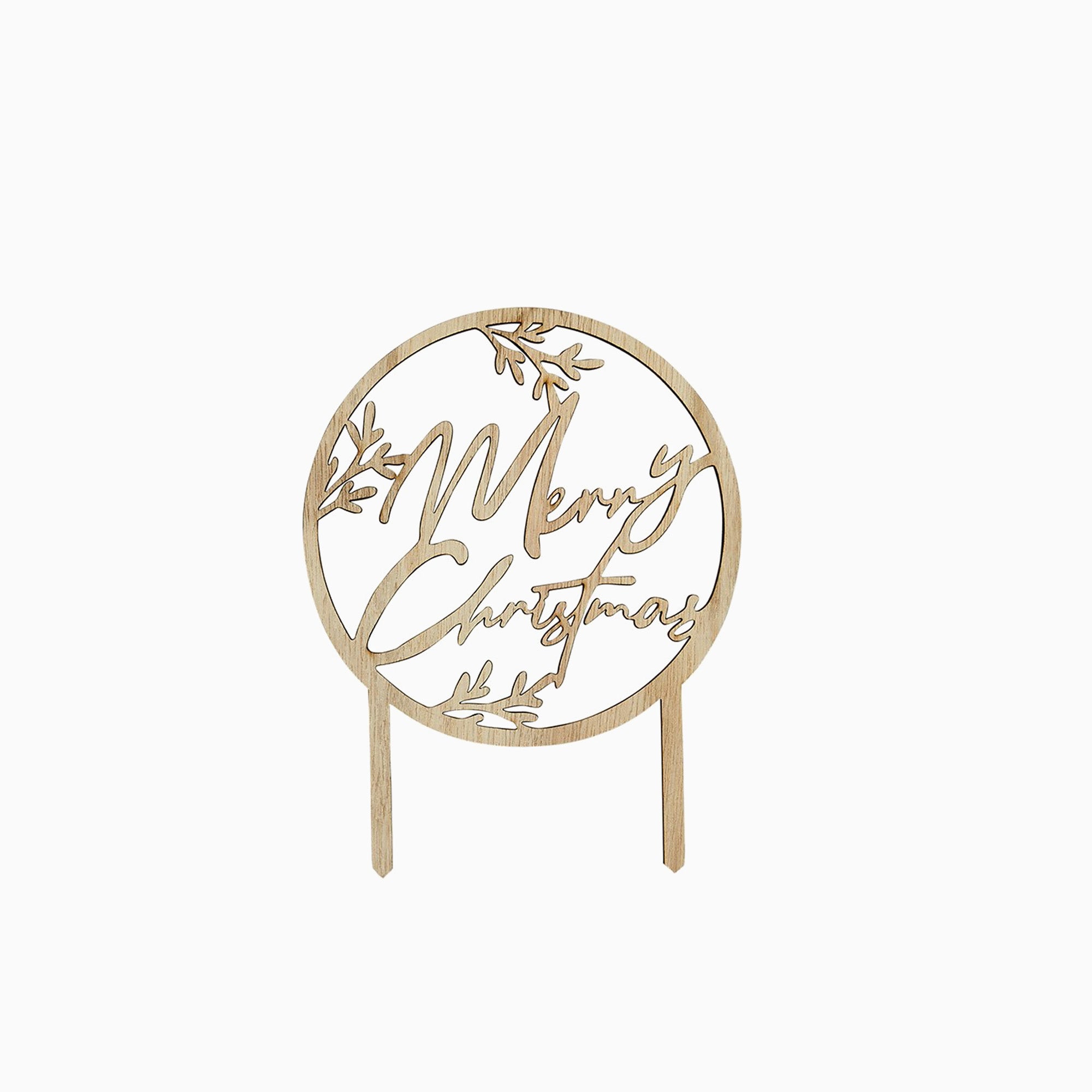 HBFF124 - Merry Christmas Wooden Cake Topper