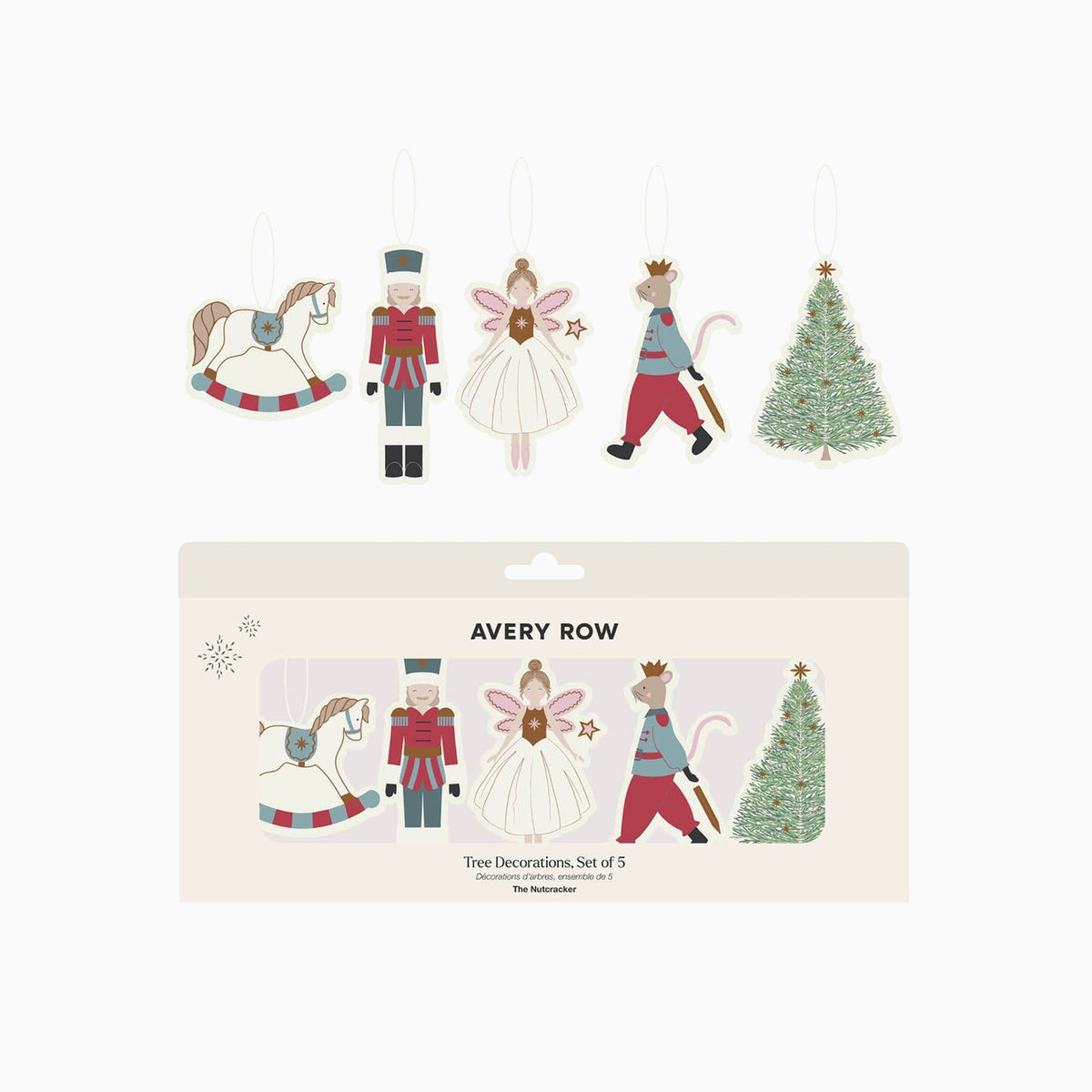 XTD5NUT - The Nutcracker Embroidered Tree Decorations Set Of 5