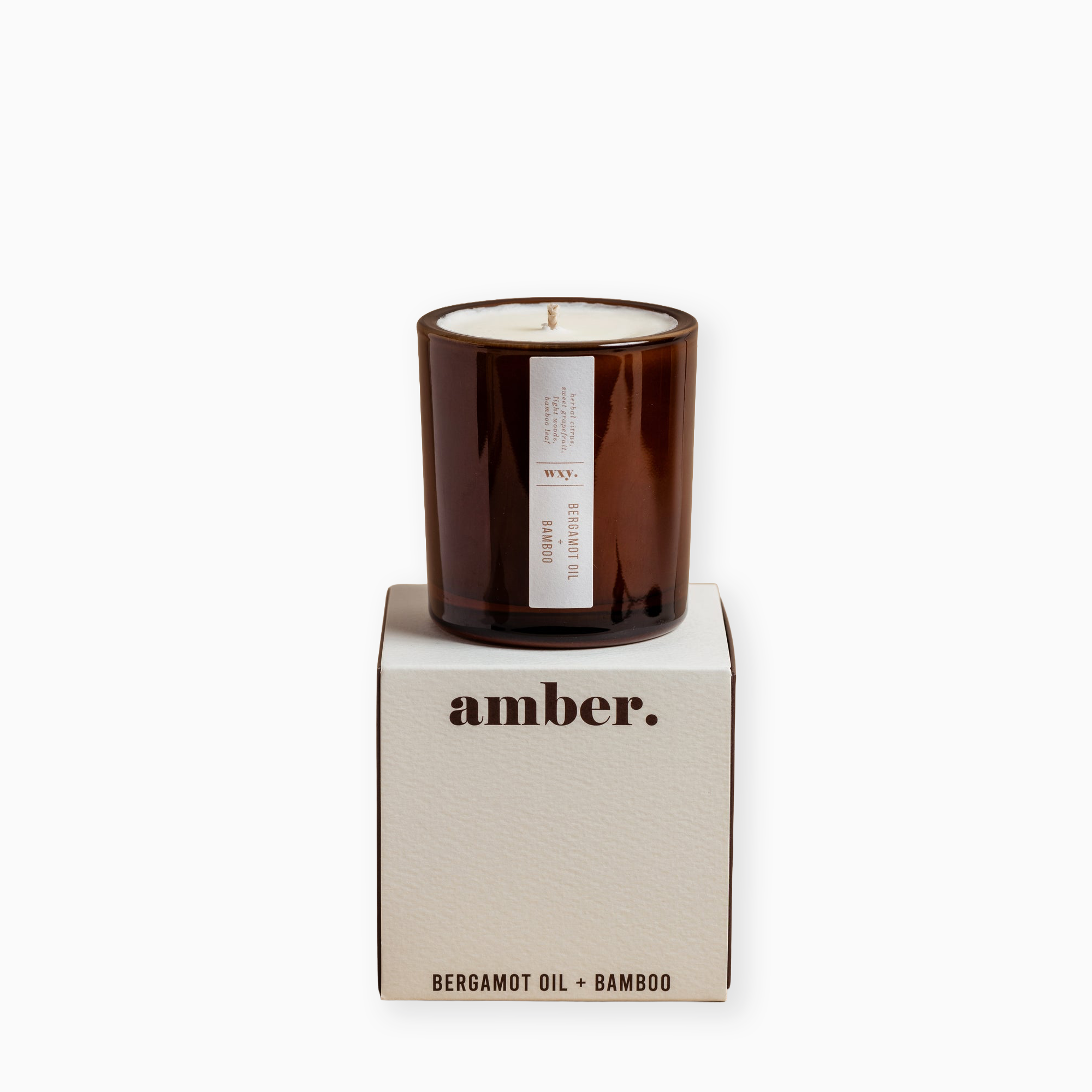 WXYBA0501 - Amber 5oz Candle Bamboo and Bergamot Oil