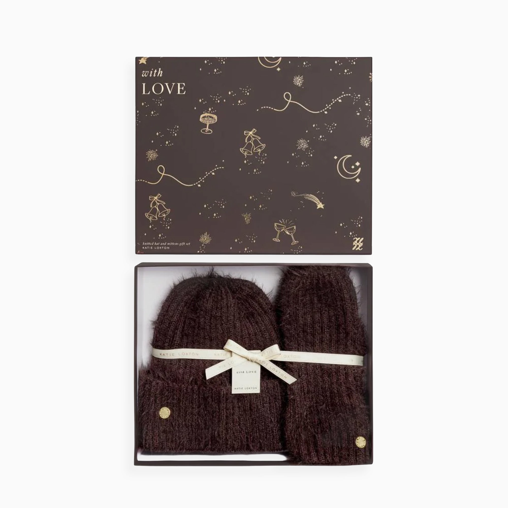 KLS833 - Deep Brown Hat and Mitten Gift Set