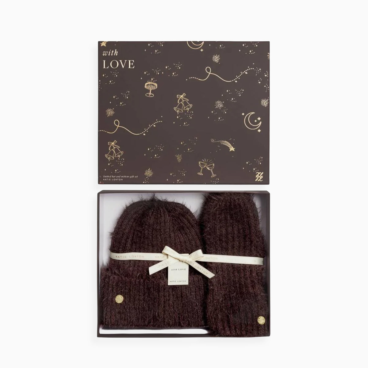 KLS833 - Deep Brown Hat and Mitten Gift Set