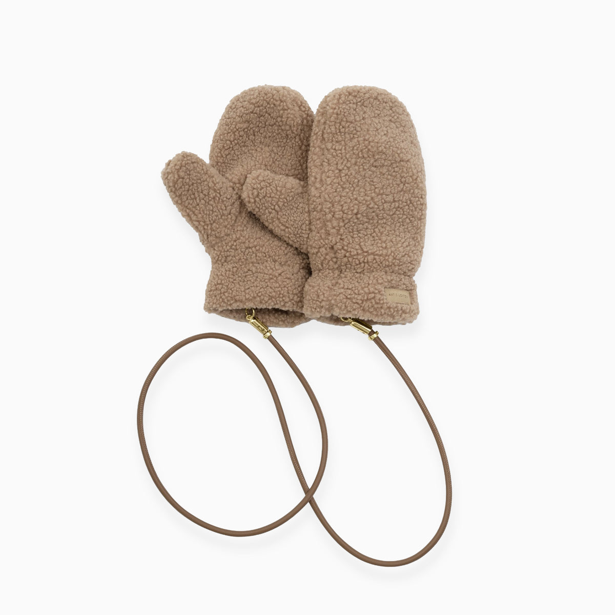 KLS882 - Faux Fur Mittens with Cord in Chocolate
