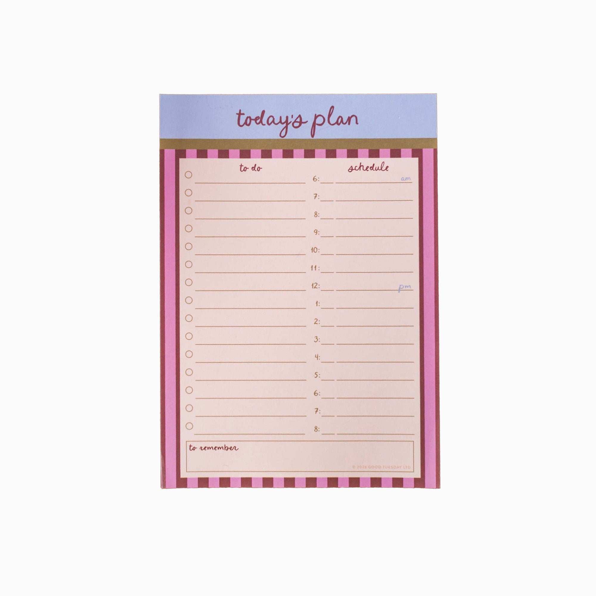 Planner-PAD-DLY-BRY-A5 - Berry Stripe Daily Planner Pad-Good Tuesday