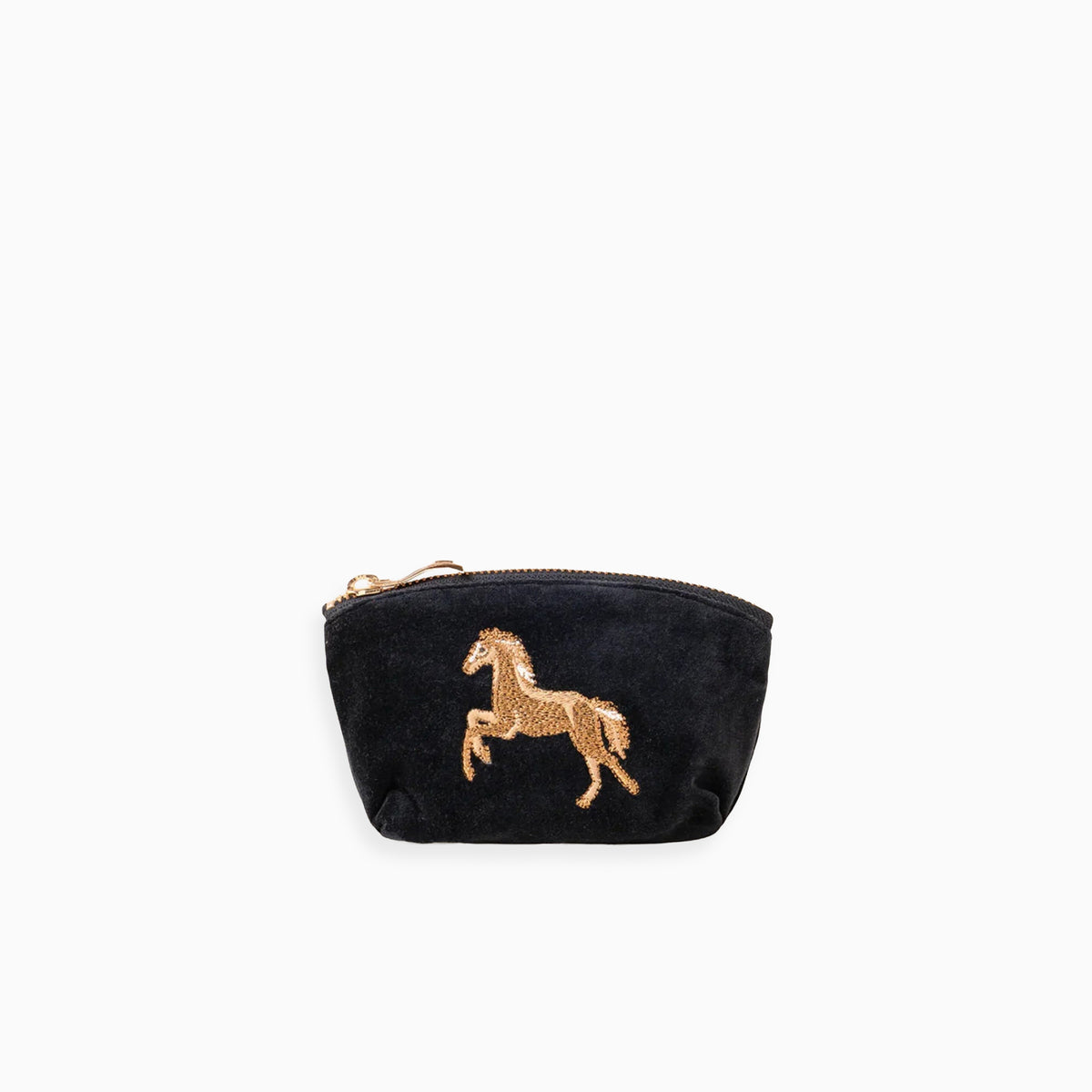 11543 - Wild Horses Velvet Coin Purse Charcoal