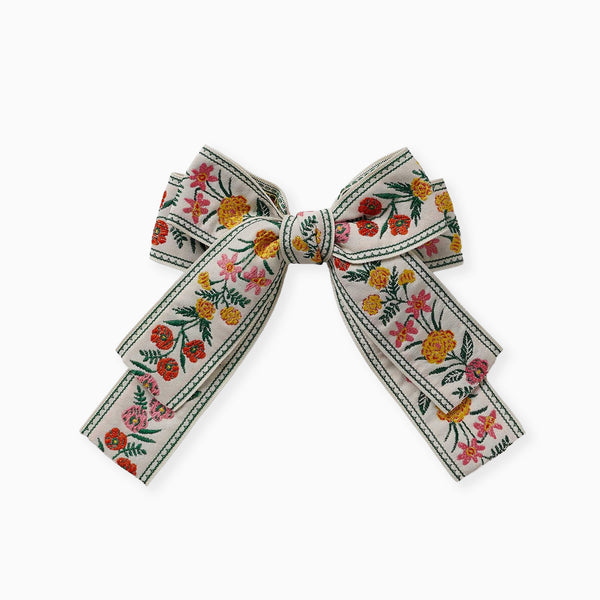 HAB001 - Garden Study Jacquard Ribbon Bow Clip