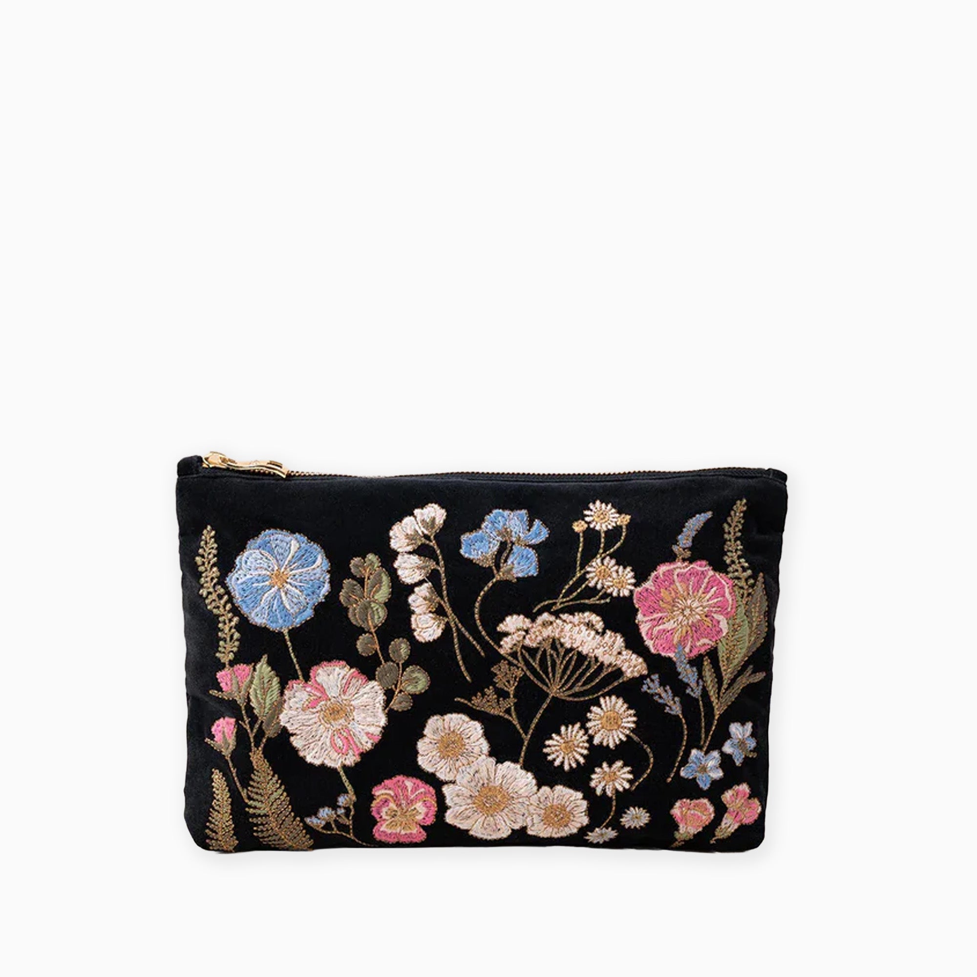 97823 - Pressed Flowers Charcoal Velvet Pouch