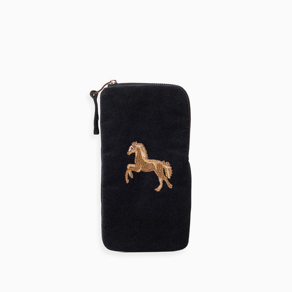 11567 - Wild Horses Velvet Glasses Case Charcoal