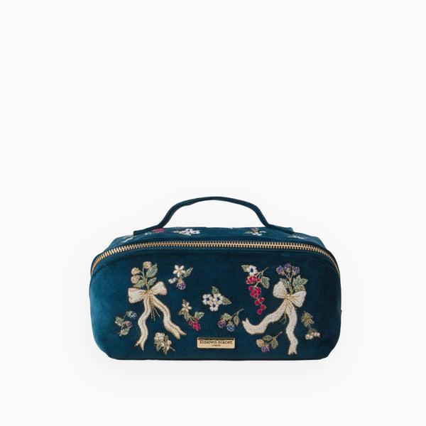 19426 - Berries & Bows Velvet Open Flat Makeup Bag