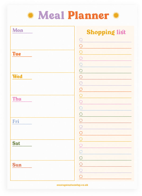 Planner-CO-MEAL-PAD-A5 - Colourful Meal Planner-Good Tuesday