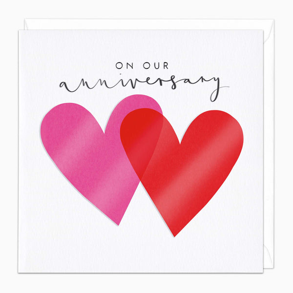 Greeting Card-H216 - 2 Hearts Anniversary Card-Whistlefish