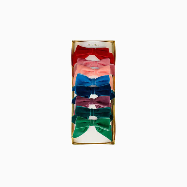 Hair Clips-209836 - Radiant Velvet Bow Hair Clips-Meri Meri