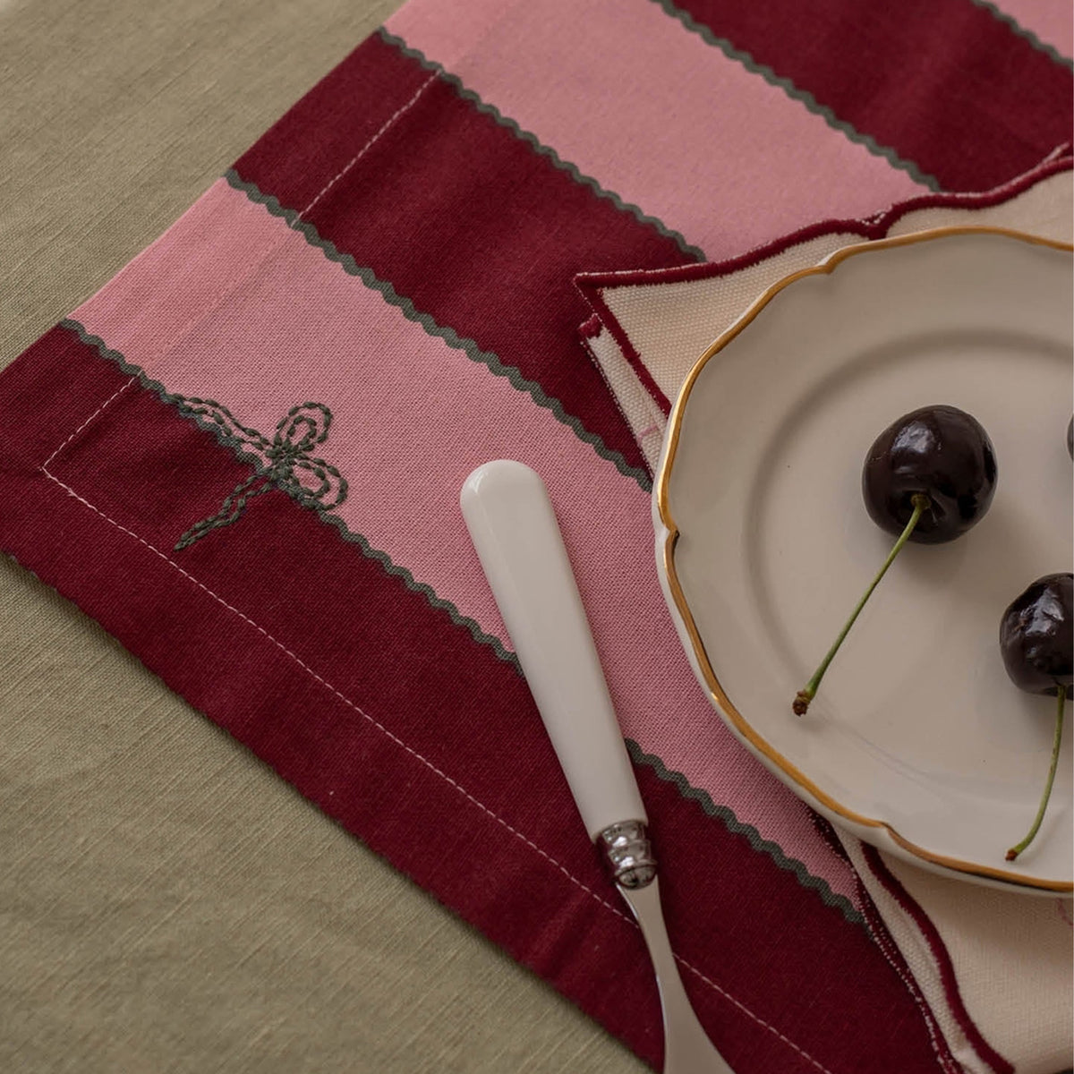 XPMBST - Burgandy Stripe Place Mats Set Of 2