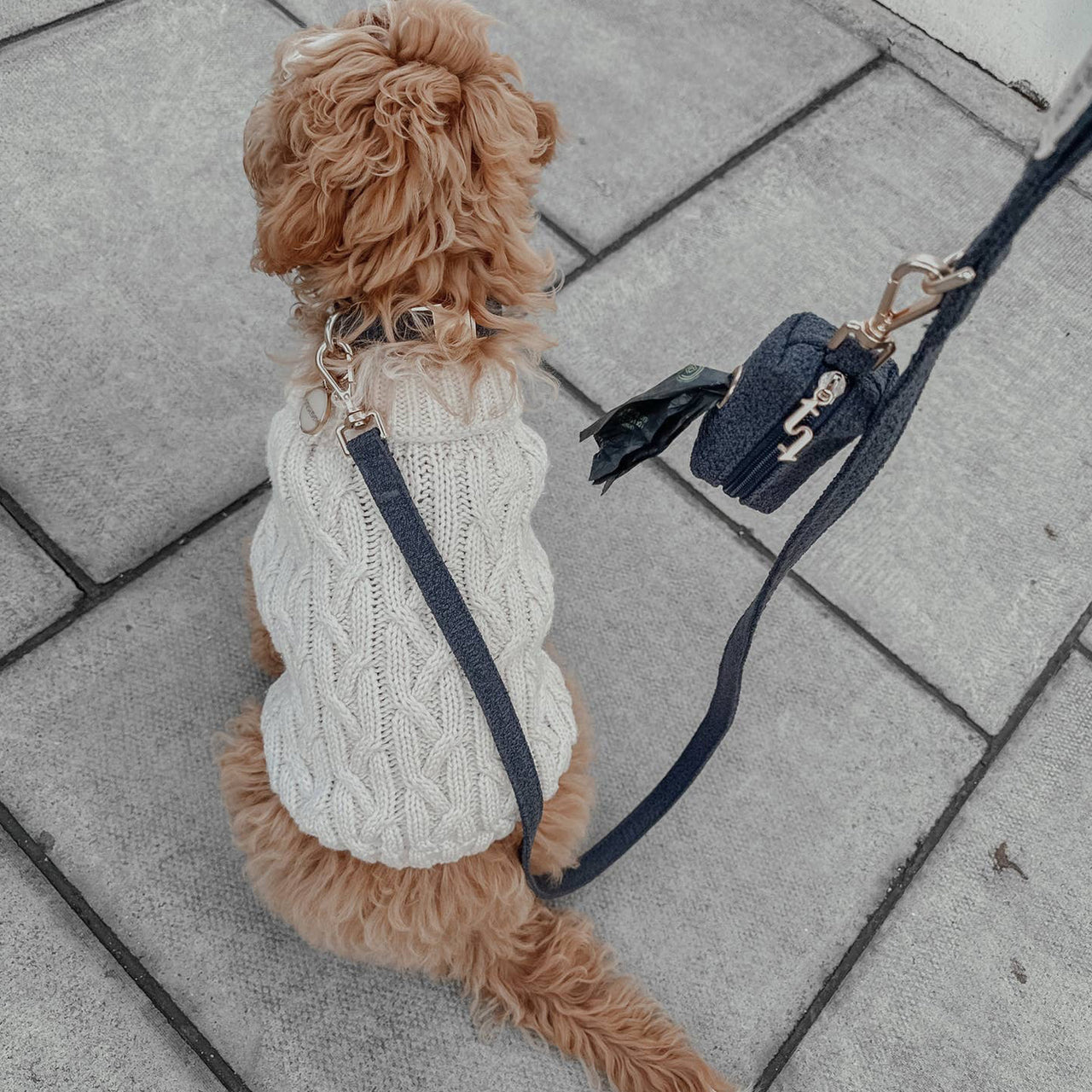 BOU-POOP-MID - Bouclé Poop Bag Holder Midnight